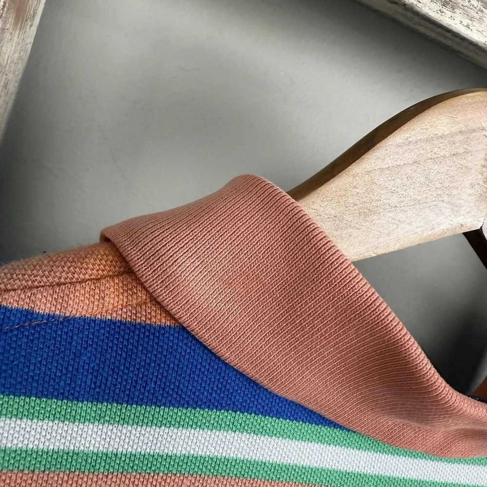 Vintage‎ Polo Ralph Lauren Sun Faded Orange Stripe Collar Shirt XL
